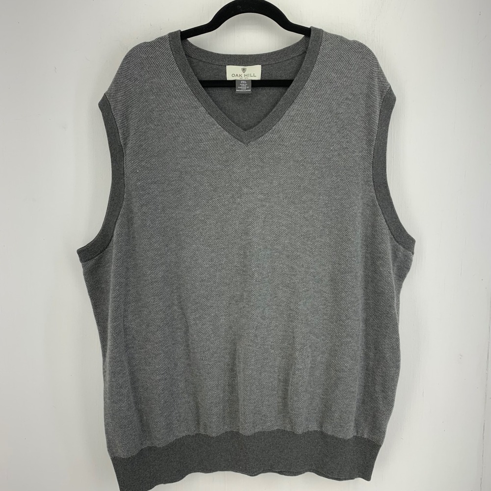 Oak Hill Mens 2XL Cotton V-Neck Sweater Vest Business Casual Preppy Grandpa Core